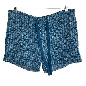 Tommy Hilfiger Womens Blue Geometric Print Shorts Size 6 Tie Waist Lightweight